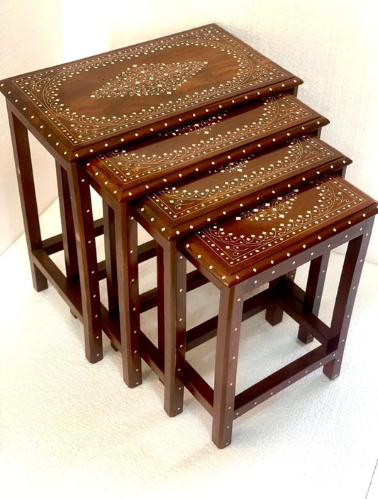 🌳 Chinyoti Solid Sheesham Wood Nesting Tables Set of 4