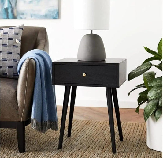 🏠 Decor Therapy Mid Century 1-Drawer Wood Side Accent Table (Black)