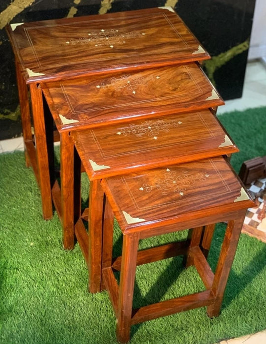 Wooden Nesting Set Of 4 Tables Solid Sheesham Wood 🪵