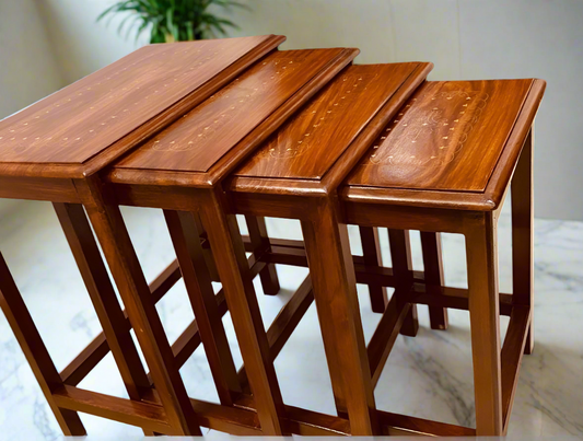 🌳 Chinyoti Sheesham Wood Table Set Nesting Tables (Set of 4)