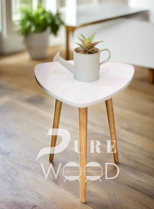 🔺☕ Triangle Coffee Table with Natural Wood Legs