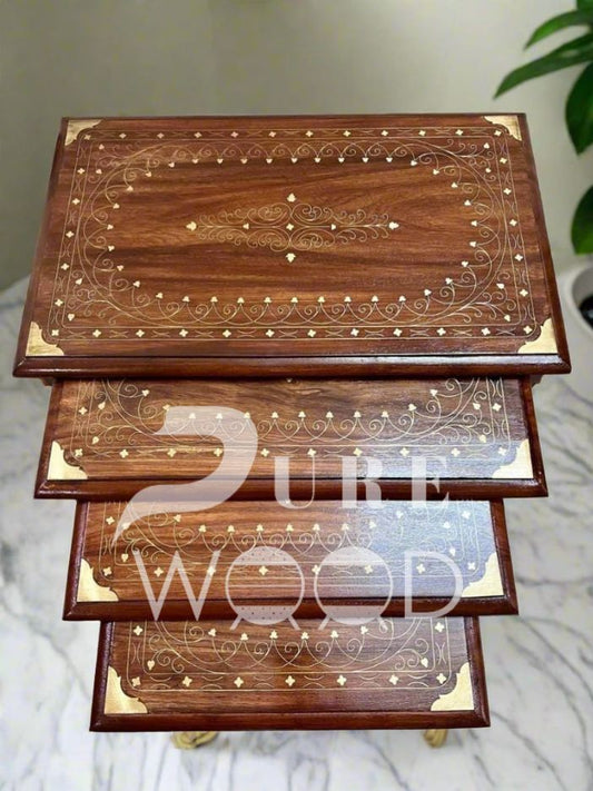 🌳 Chinyoti Solid Sheesham Wood Nesting Tables Set of 4