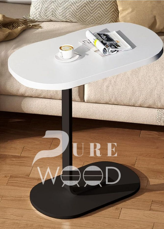 🌑🪵 Modern Black & White Oval Shap Side Table Coffee Table