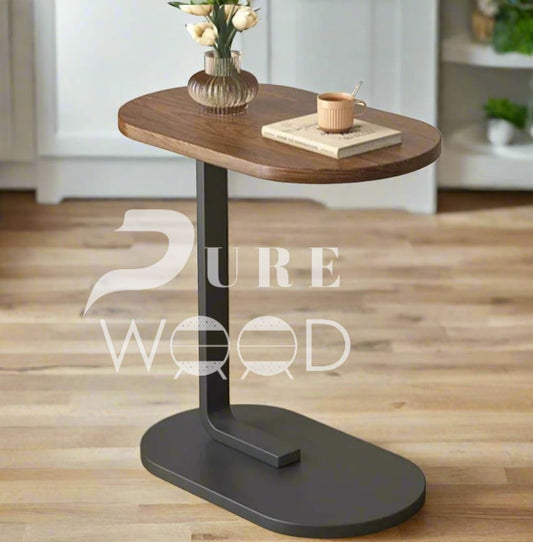 🌑🪵 Modern Black & Brown Oval Shap Side Table Coffee Table