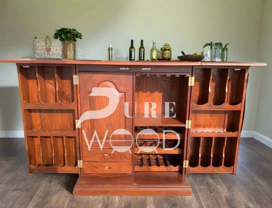 Solid Sheesham Wood 🪵 2-Door Bar Cabinet 🍷