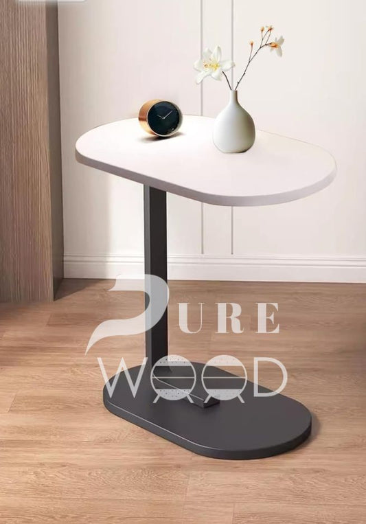 🌑🪵 Modern Black & White Oval Shap Side Table Coffee Table