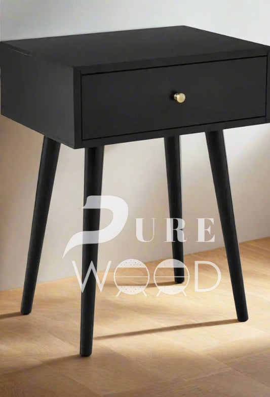 🏠 Decor Therapy Mid Century 1-Drawer Wood Side Accent Table (Black)